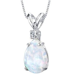 Real Diamond & Opal Pendant Necklace
